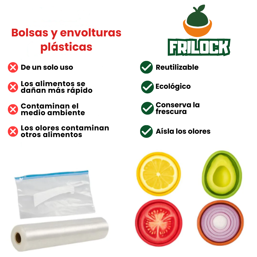 Frilock® – Cápsulas de Silicona para Conservar Frutas y Verduras